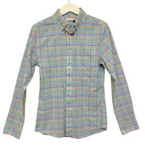 Goodfellow & Co Mens Plaid Northrop Shirt SMALL Slim Button Down Pastel Multi